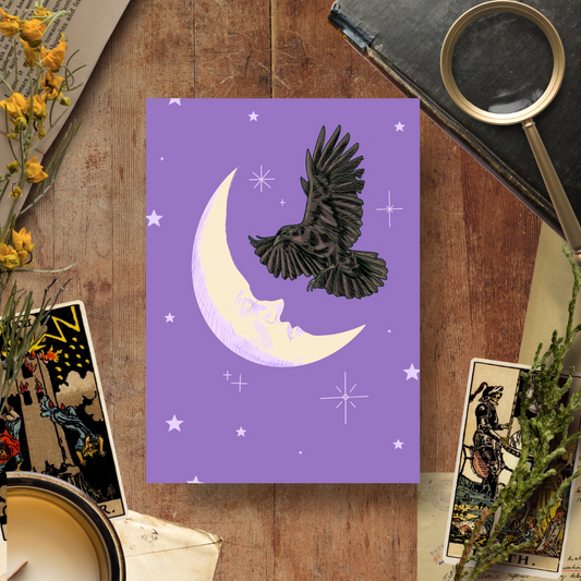 Moon and Raven, Softcover Notebook