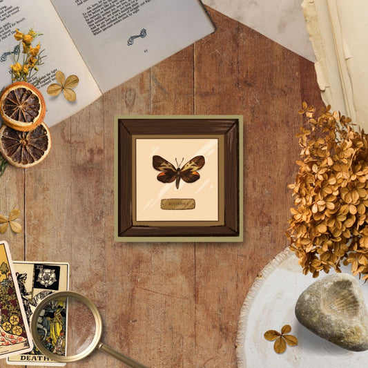 Brown Butterfly Frame, Die Cut Sticker