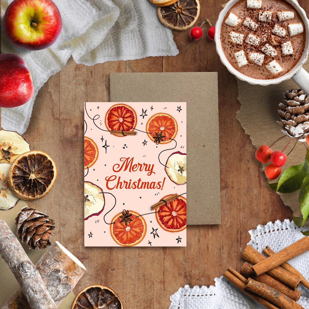 Orange Garland, Christmas Card