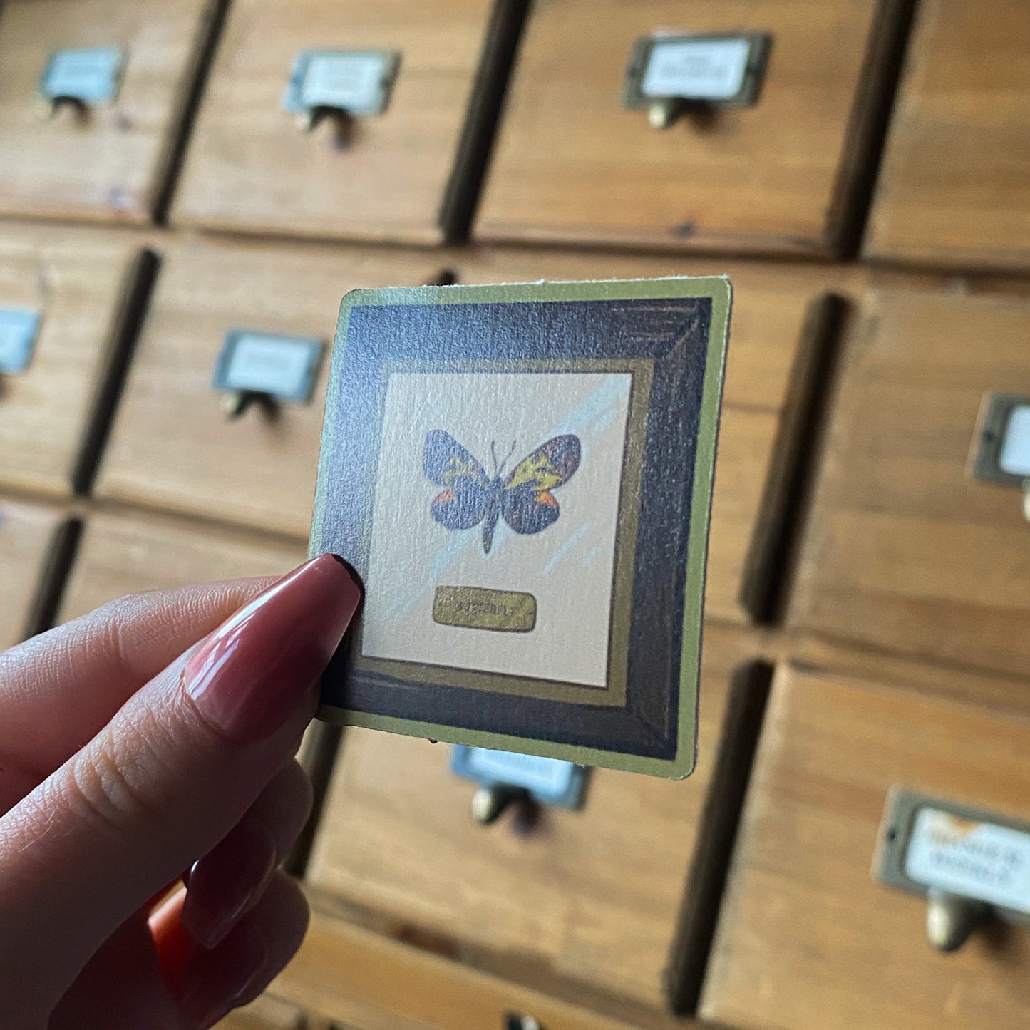 Brown Butterfly Frame, Die Cut Sticker